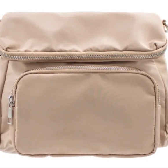 K. Carroll Nylon Messenger Crossbody or Shoulder Bag in Taupe - NWT - Picture 2 of 8